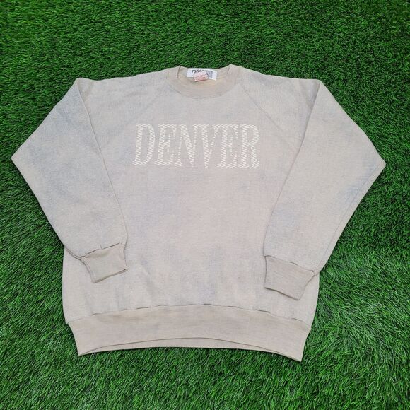 Vintage 80s Denver Sweatshirt Womens XL 21x25 Spellout USA - Picture 1 of 15